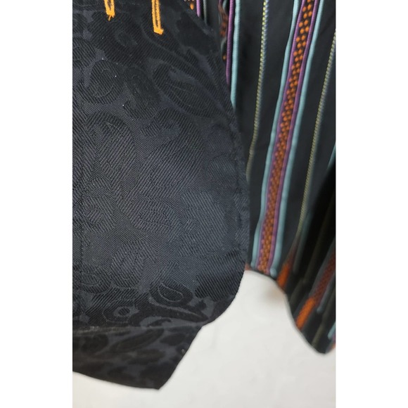 Robert Graham Mens Shirt Size XL Black Orange Button Down Striped Flip Cuff - Picture 11 of 16